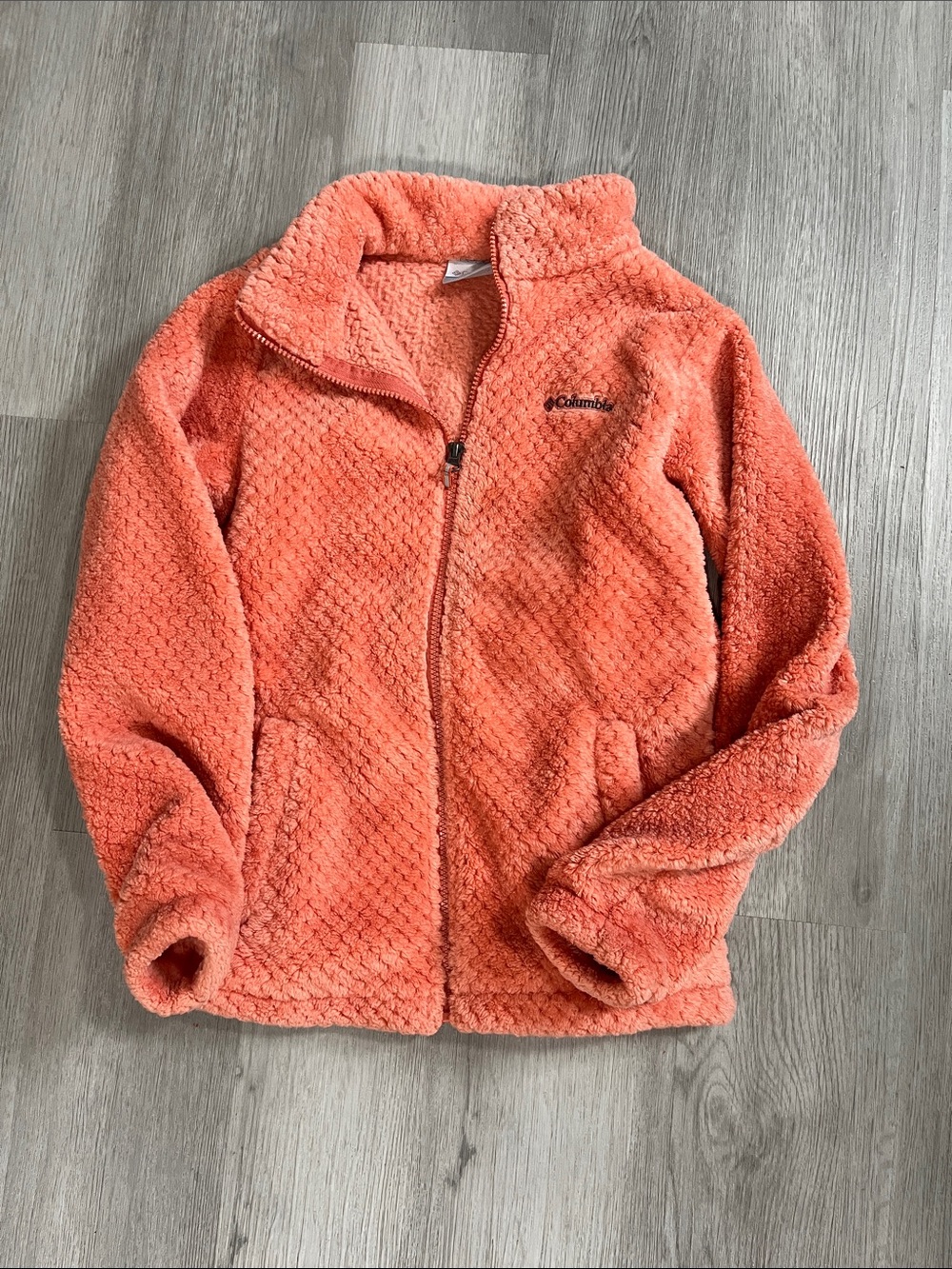 Columbia Coral Orange Full-Zip Puffy Fleece Jacket
